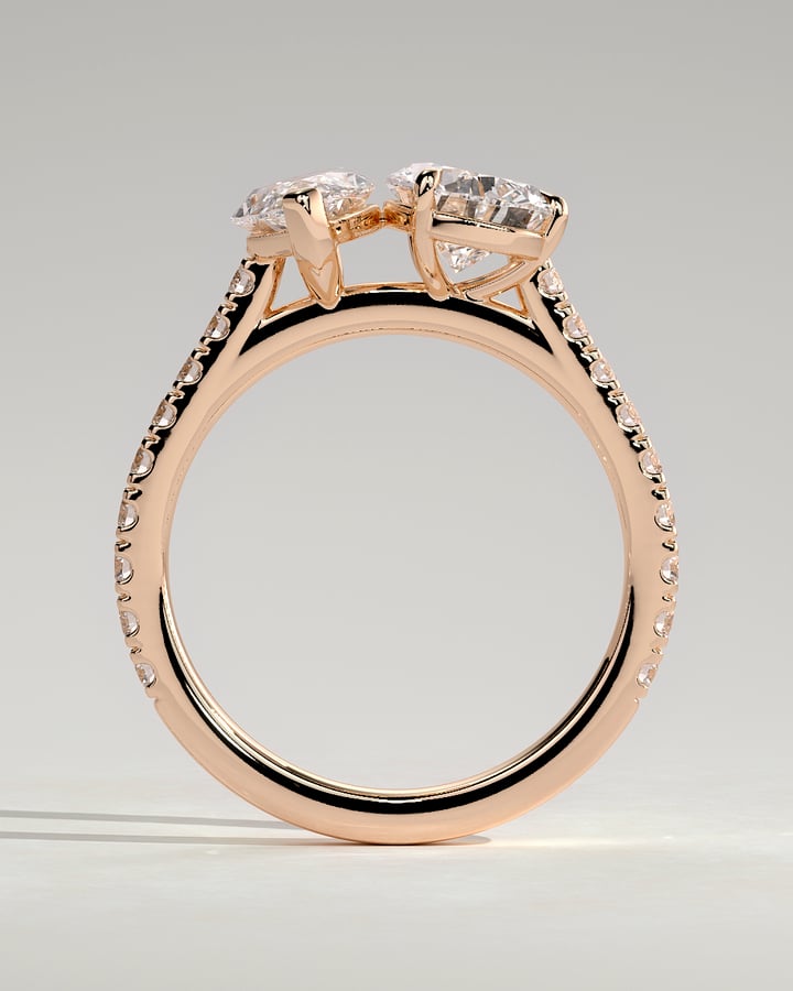 Rose :: elegant 1.5ct marquise pear lab grown diamond engagement ring rose gold romantic ring