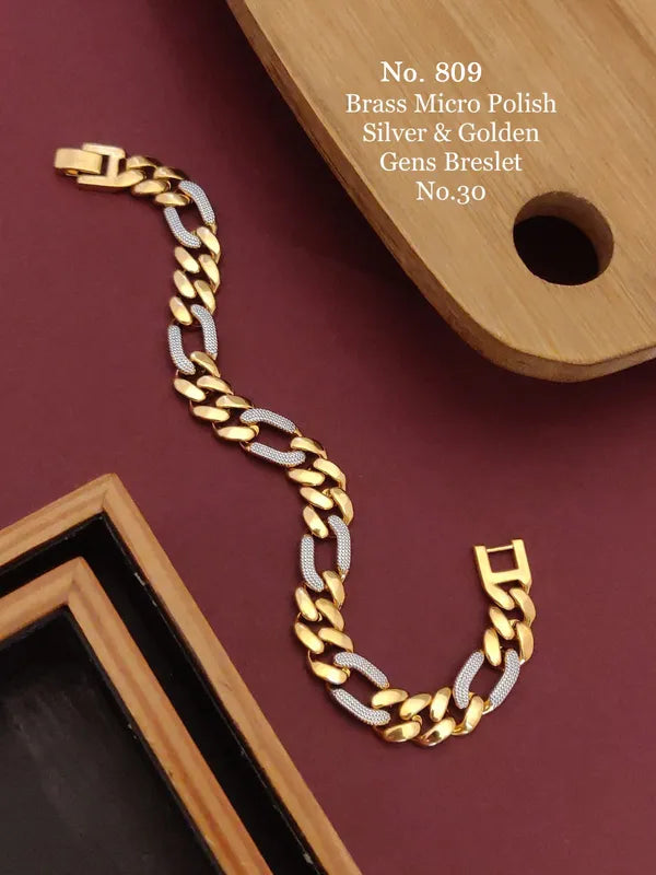 Brass Micro Polish Silver & Golden Gent's Bracelet