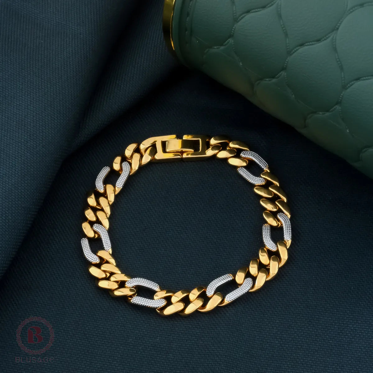 Brass Micro Polish Silver & Golden Gent's Bracelet
