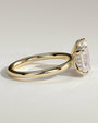Yellow :: premium emerald pear hidden halo ring yellow gold luxury style