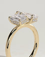 Yellow :: modern emerald and pear lab grown diamond toi et moi ring yellow gold elegant design