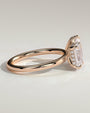 Rose :: IGI certified 1.8ct emerald 1.5ct pear lab grown diamond engagement ring rose gold modern design