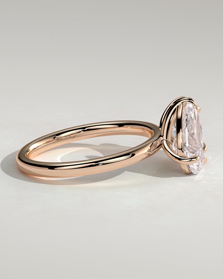 Rose :: modern pear and princess lab grown diamond toi et moi ring rose gold unique design