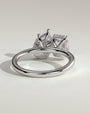 White :: designer emerald pear hidden halo engagement ring white gold unique two stone ring