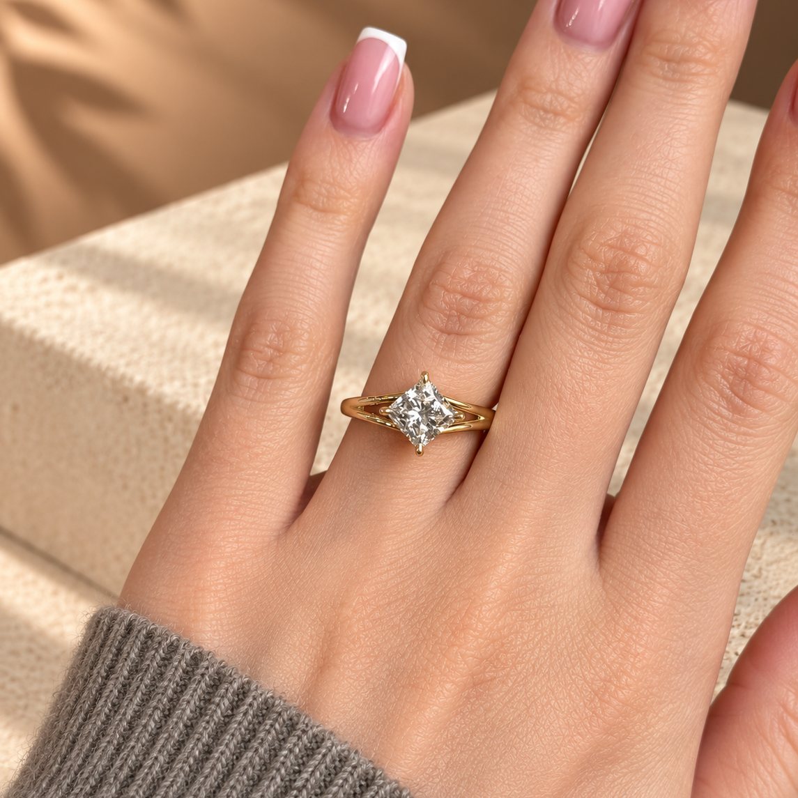 Common :: 2.02 carat Princess Cut lab grown diamond engagement ring