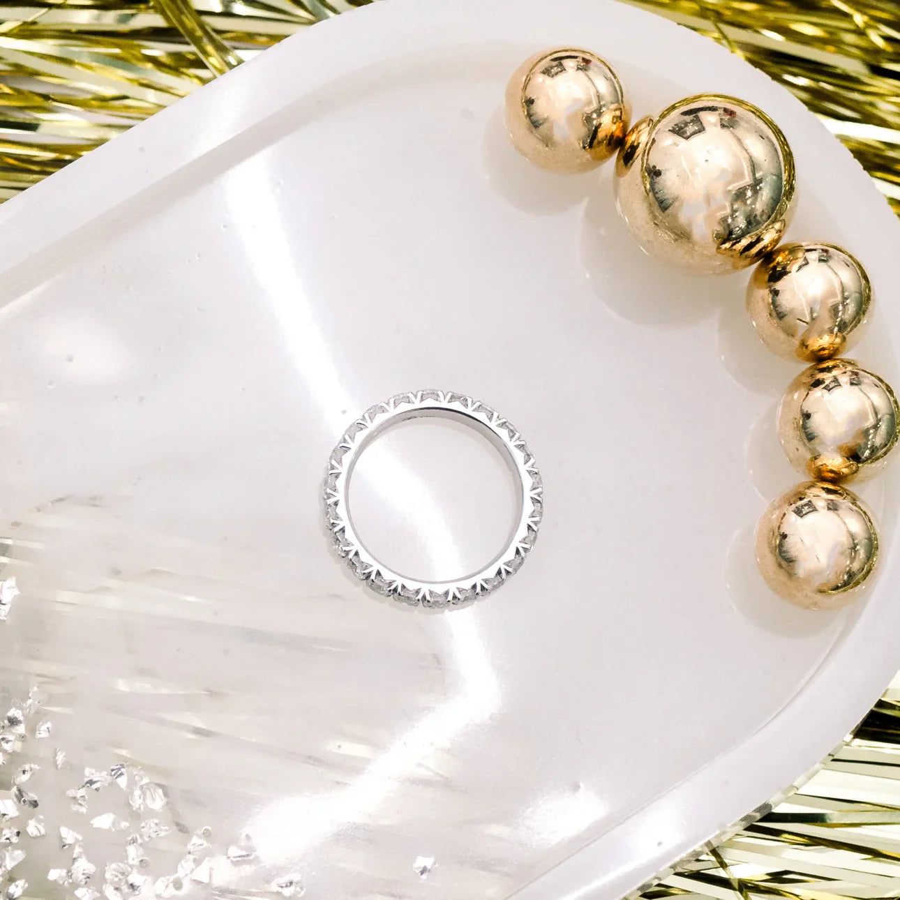 Round Lab Grown Diamond , French Pave Eternity Band , EF Color , VS Clarity , IGI Certificate