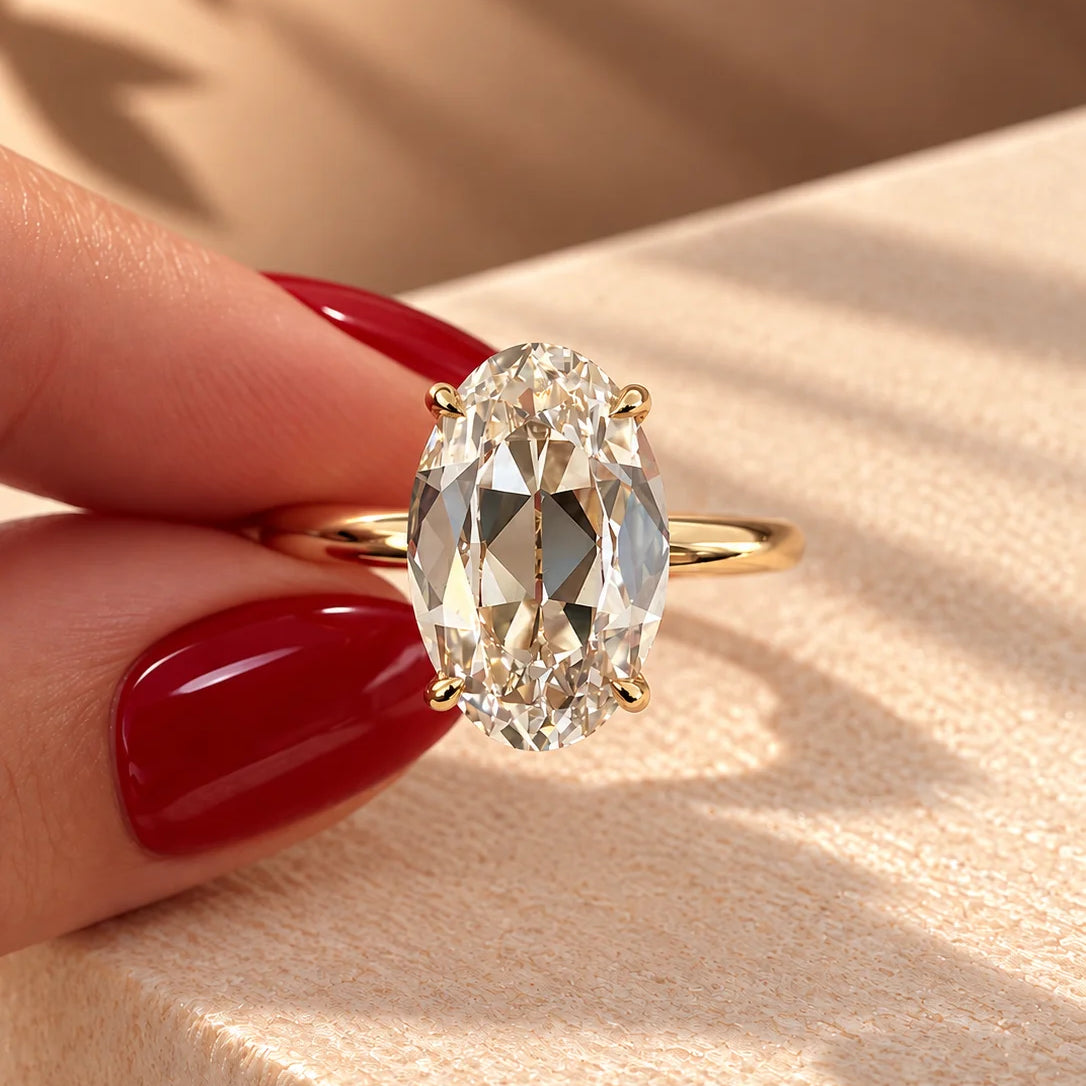 Common :: Unii Jewels 2.10TCW Antique Oval lab grown diamond Hidden Halo engagement ring