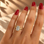 Common :: Unii Jewels 2.10TCW Emerald Cut lab grown diamond Hidden Halo vintage engagement ring