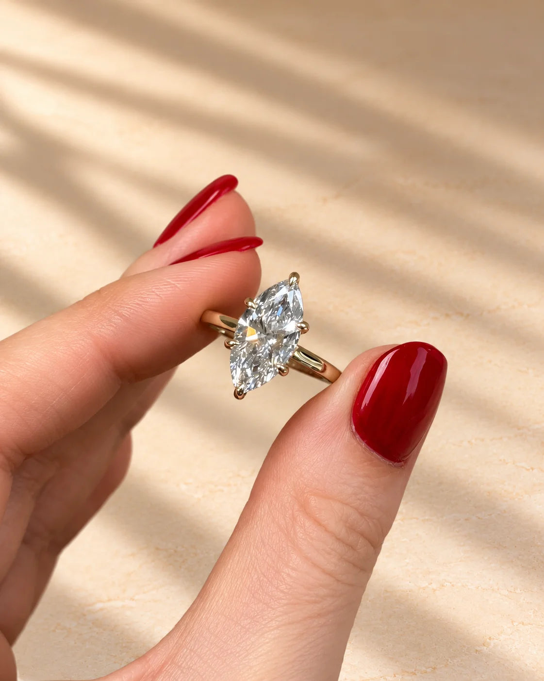 Common :: 2.10TCW marquise lab grown diamond hidden halo engagement ring with round diamond accents.