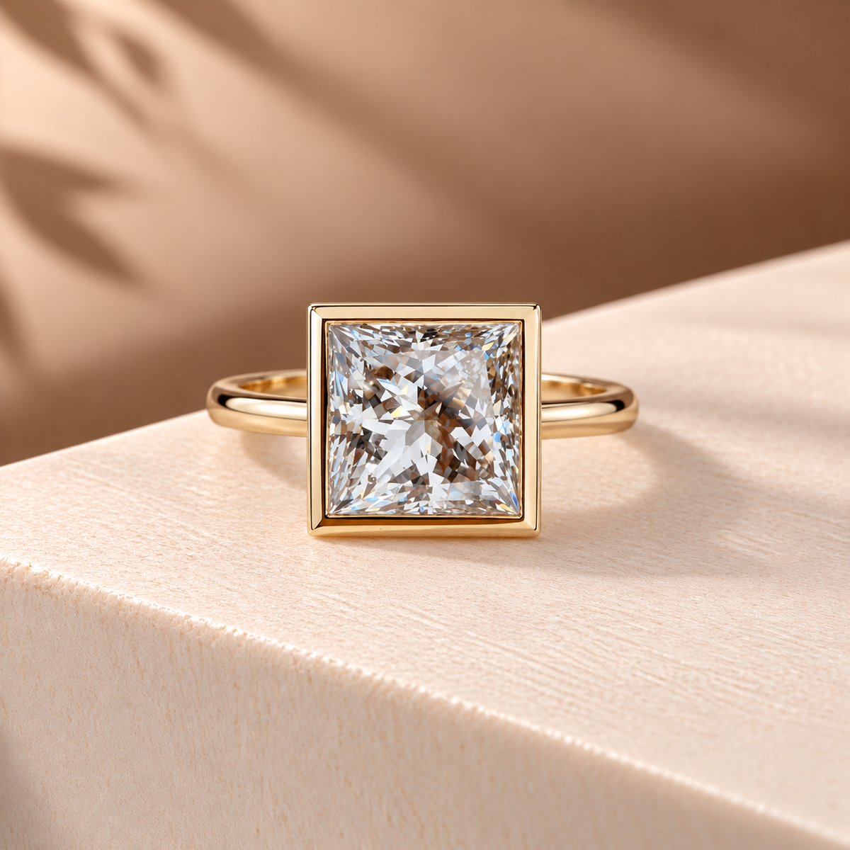 Common :: Unii Jewels 2.16ct Princess Cut lab grown diamond Bezel Engagement Ring