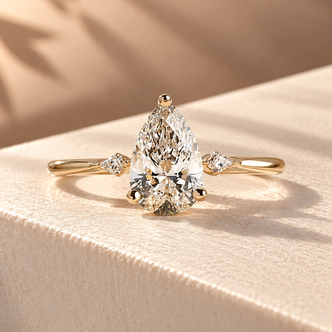 Common :: Unii Jewels 2.20TCW Pear lab grown diamond Three Stone Engagement Ring