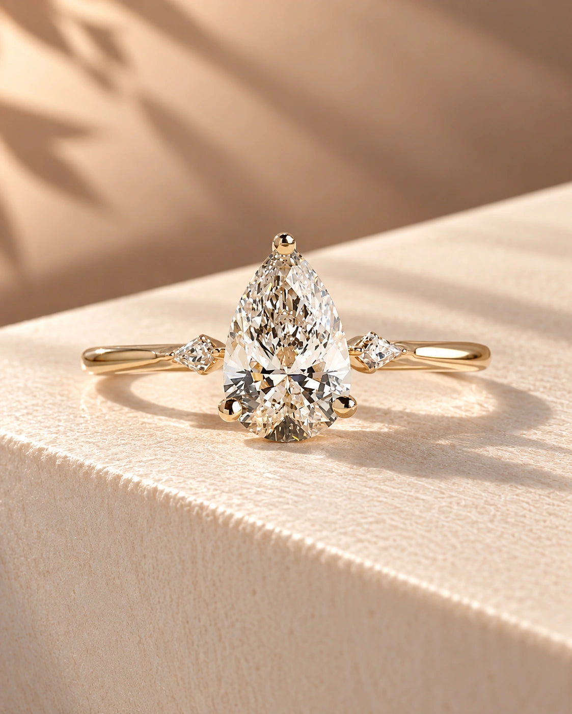 Common :: Unii Jewels 2.20TCW Pear lab grown diamond Three Stone Engagement Ring