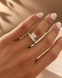 Common :: 2 carat Princess Cut diamond pavé engagement ring with 2mm band