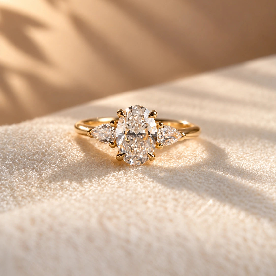 Common :: Unii Jewels 2.30TCW Oval lab grown diamond Three Stone Engagement Ring