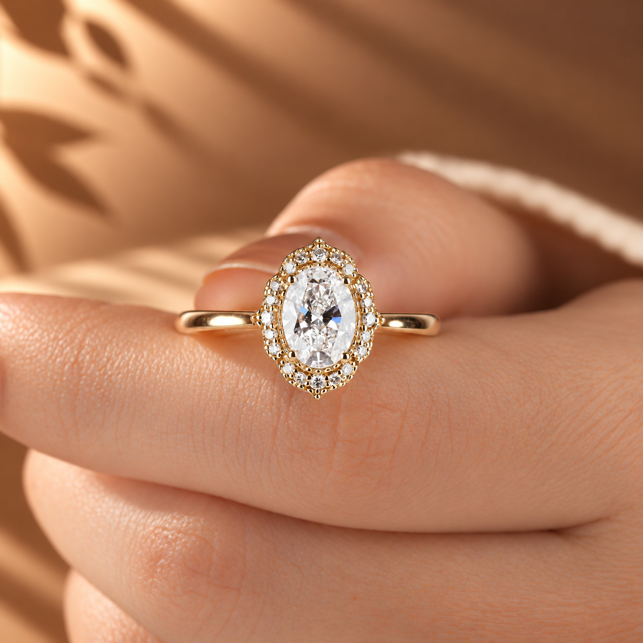 Common :: Unii Jewels 2.45TCW Oval lab grown diamond Halo Engagement Ring