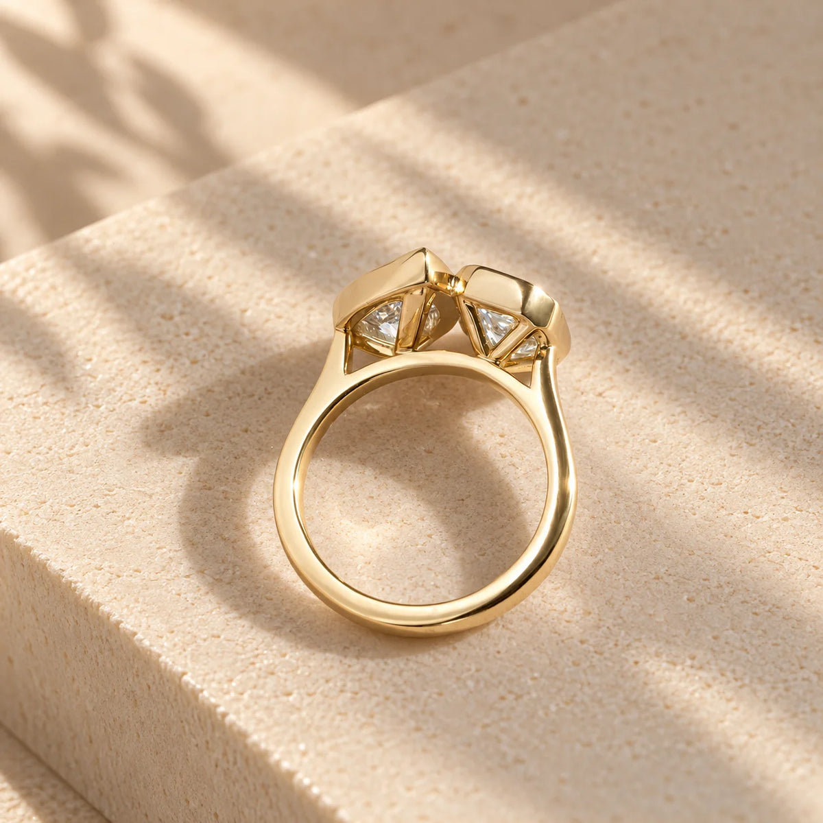 Common :: Asymmetrical Pear and Emerald lab grown diamond ring