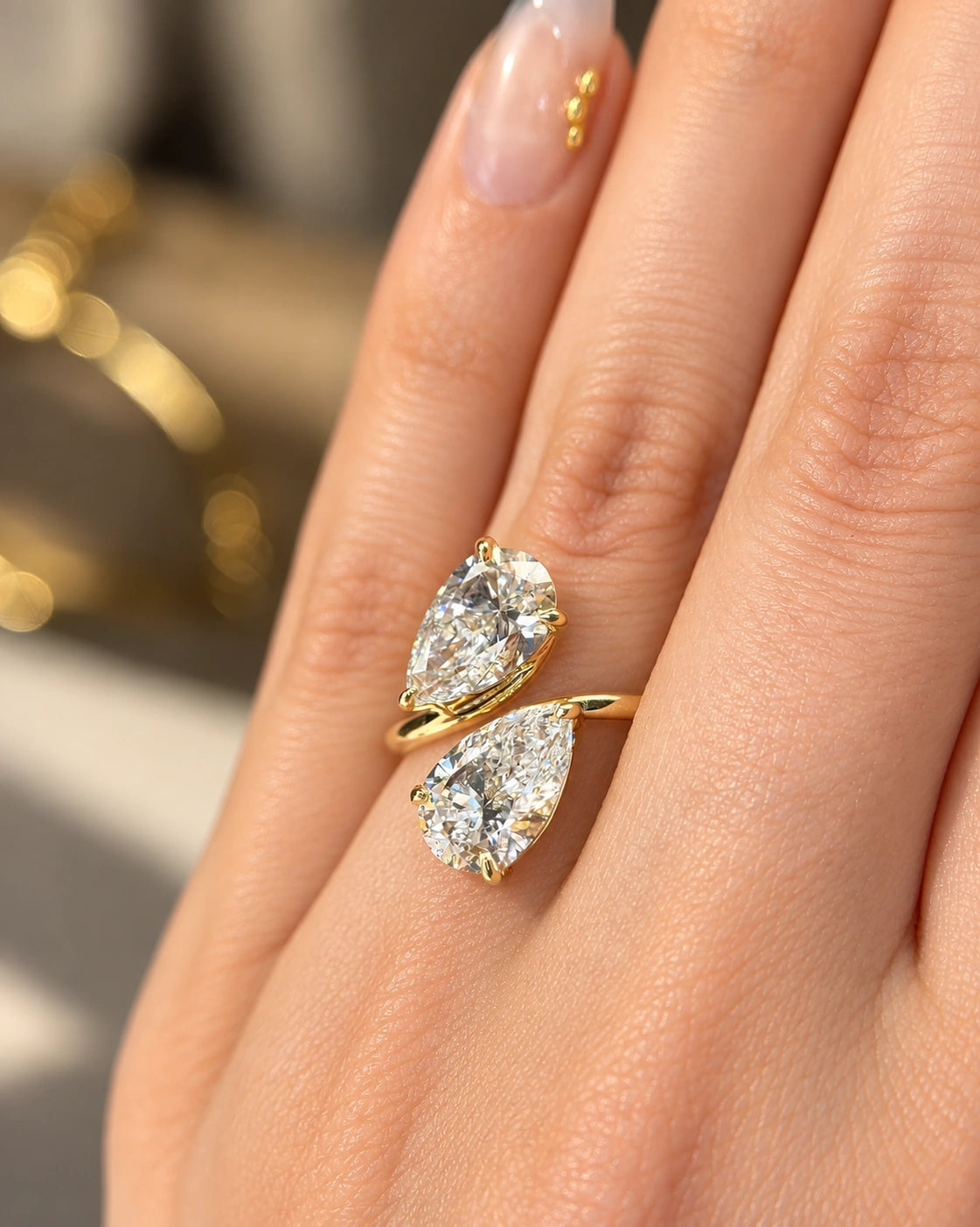 Common :: D VS1 Double Pear lab grown diamond engagement ring