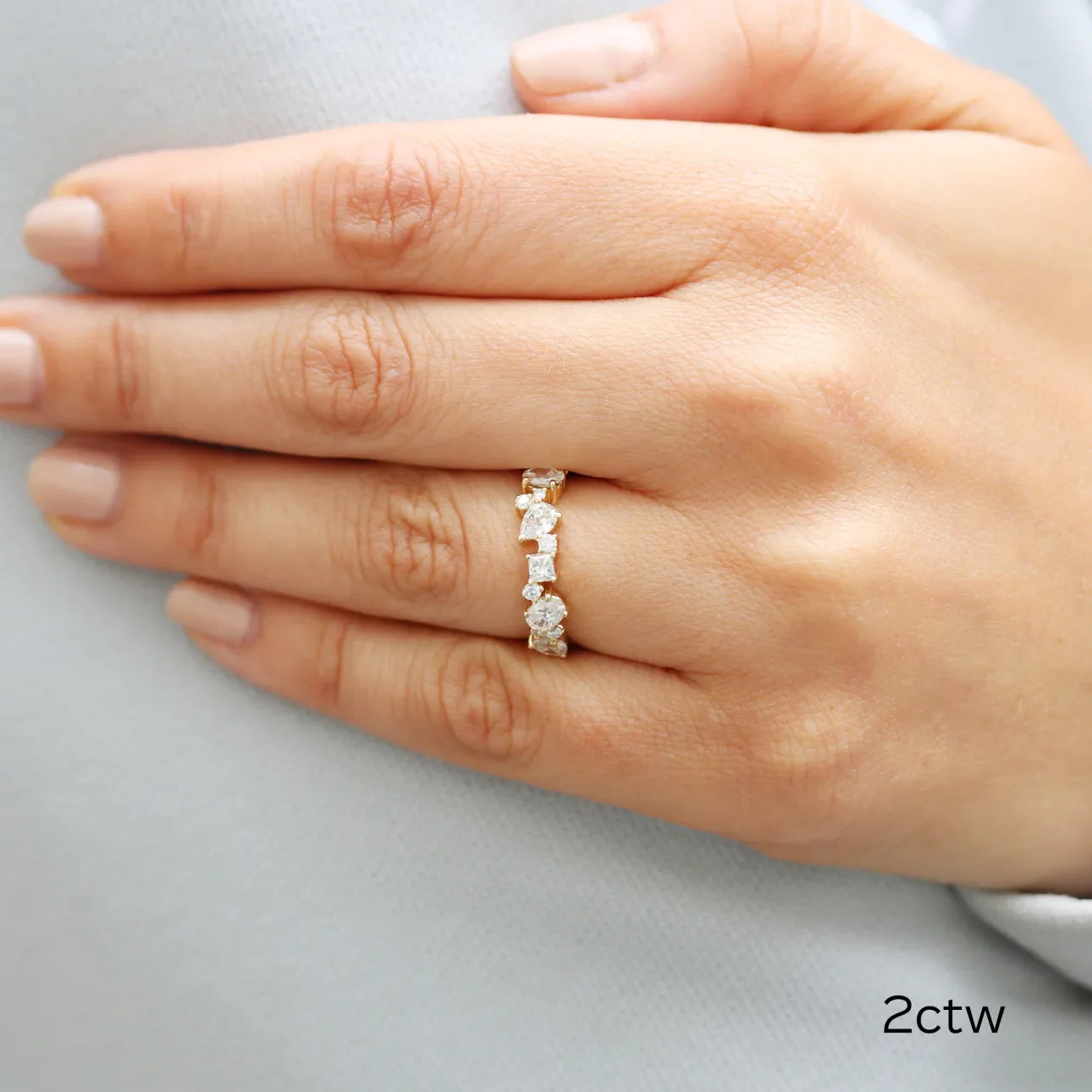 Multi Shape Lab Grown Diamond Eternity Band, EF Color , VS Clarity , IGI Certificate