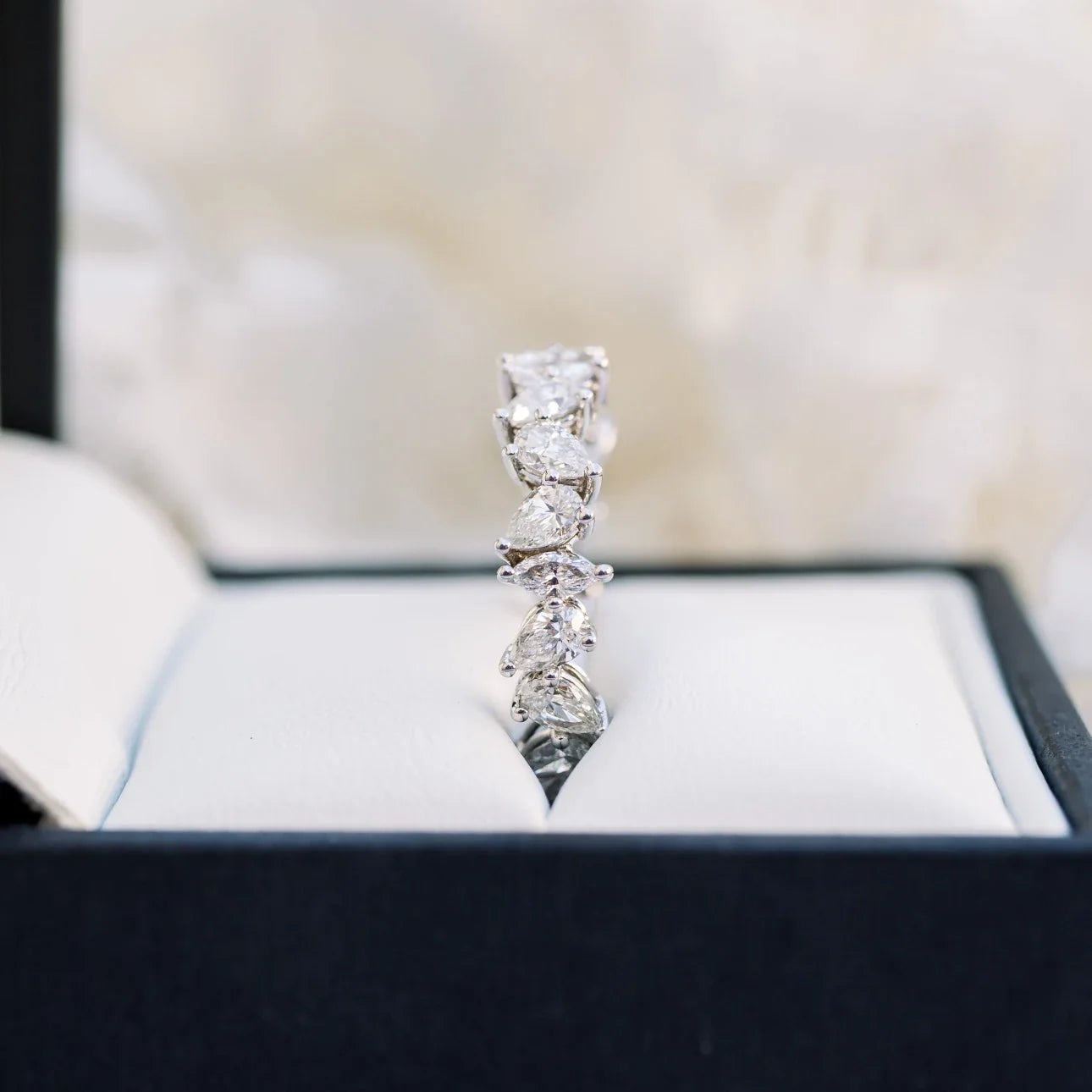 Marquise And Pear lab Grown Diamond Lauren Eternity Band, EF Color, VS Clarity