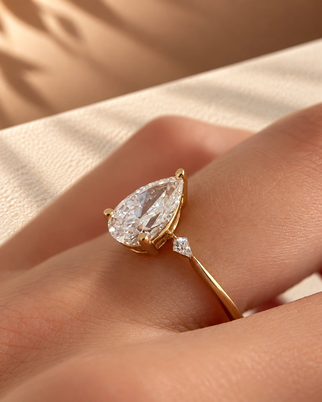 Common :: IGI certified 2 carat Pear diamond Three Stone Engagement Ring