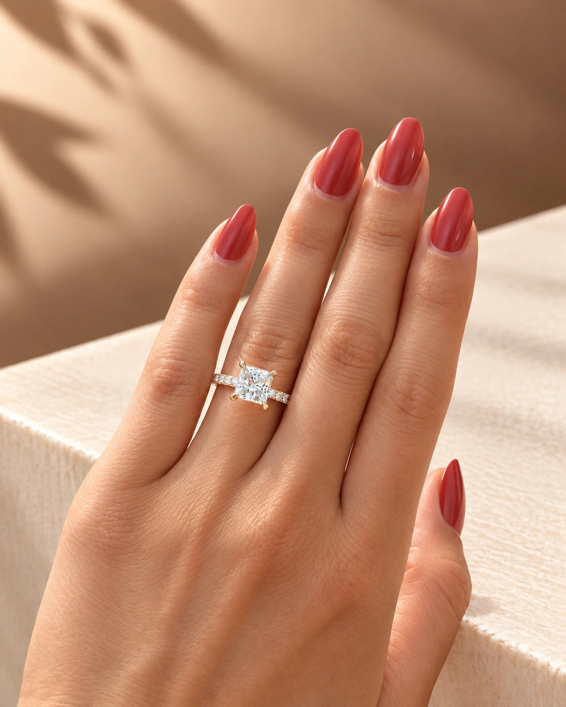 Common :: D VVS1 Princess Cut lab grown diamond pavé engagement ring