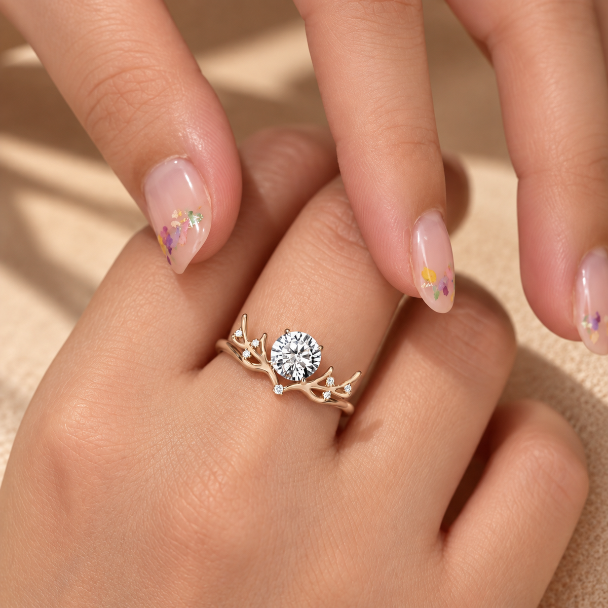 Common :: D VVS1 Round lab grown diamond ring with Round accent diamonds
