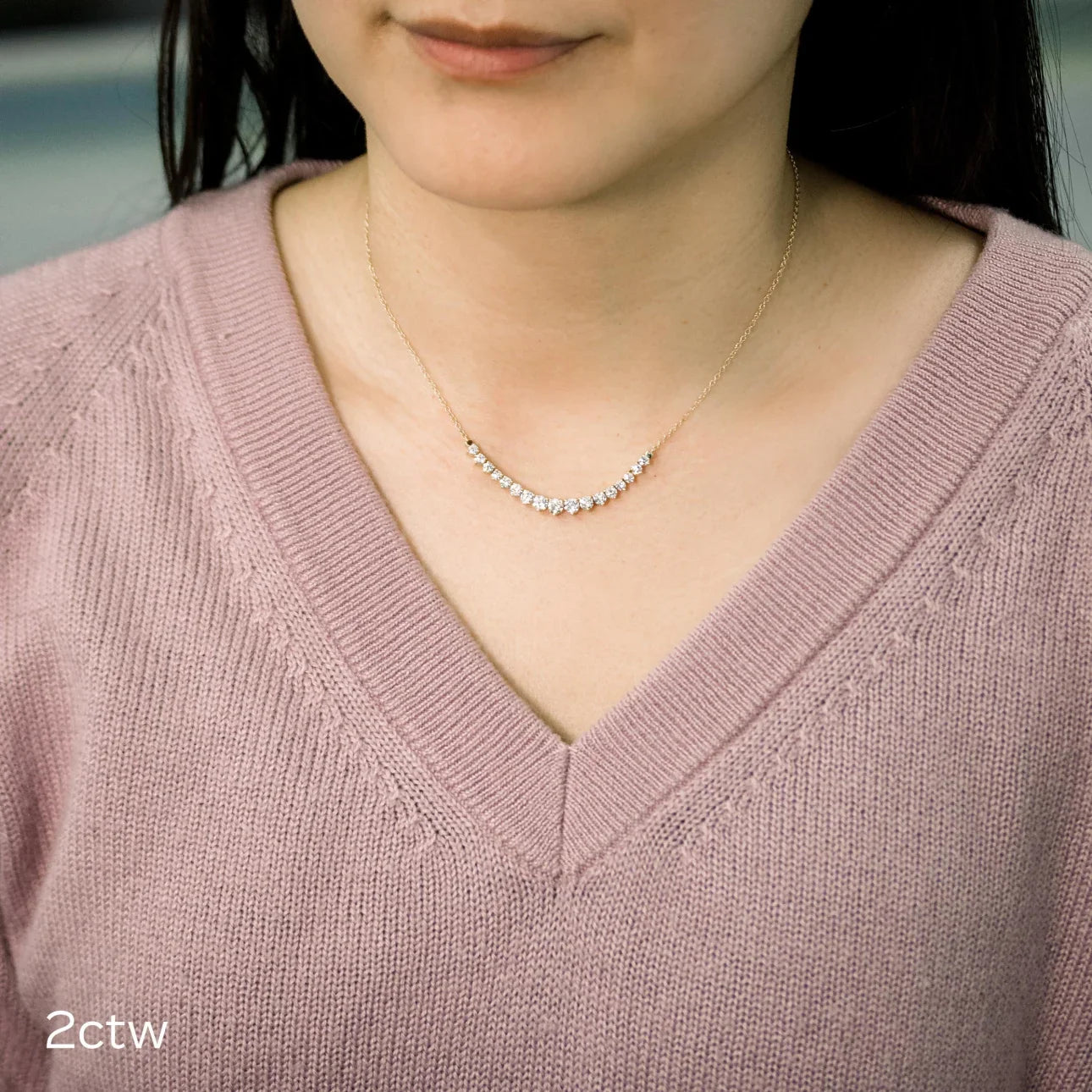 Round Lab Grown Diamond Mini Riviera Choker, EF Color, VS Clarity, IGI Certified