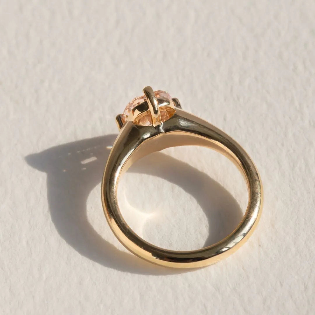 Common :: luxury pink solitaire engagement ring old mine cut lab diamond ring