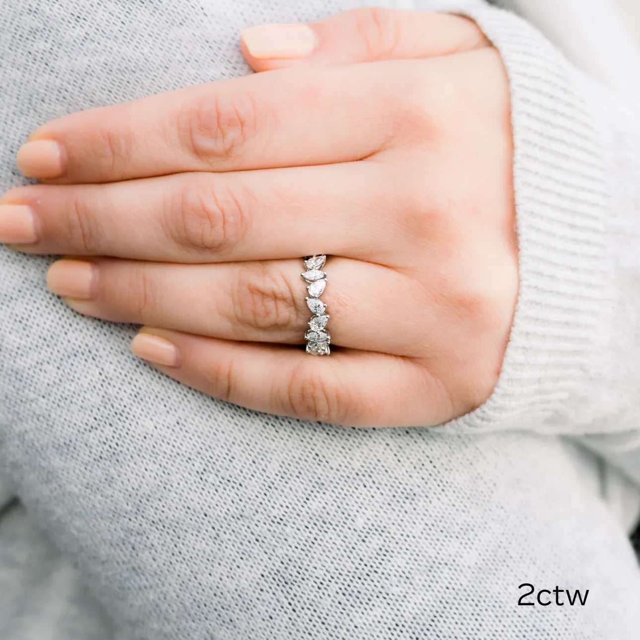 Marquise And Pear lab Grown Diamond Lauren Eternity Band, EF Color, VS Clarity