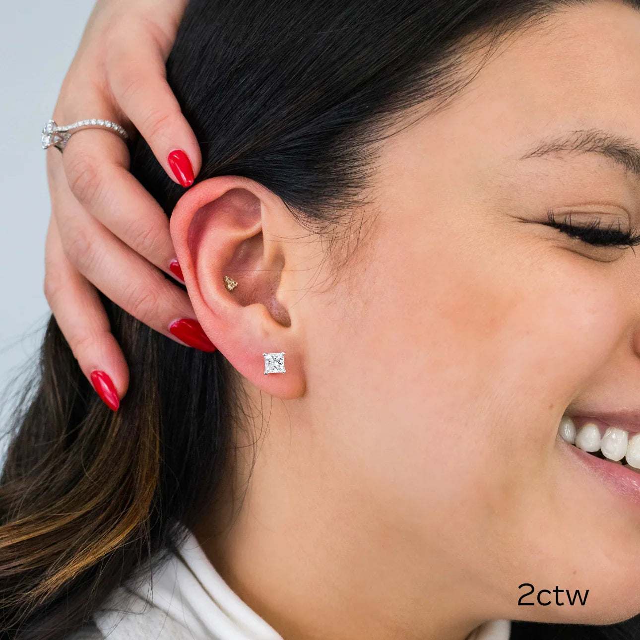 PRINCESS CUT STUD EARRINGS