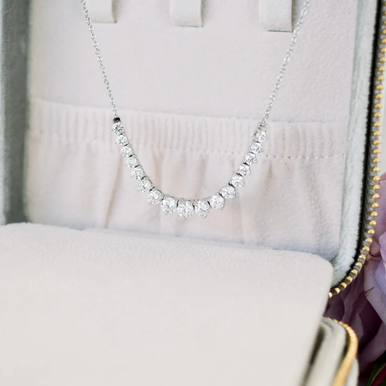 Round Lab Grown Diamond Mini Riviera Choker, EF Color, VS Clarity, IGI Certified