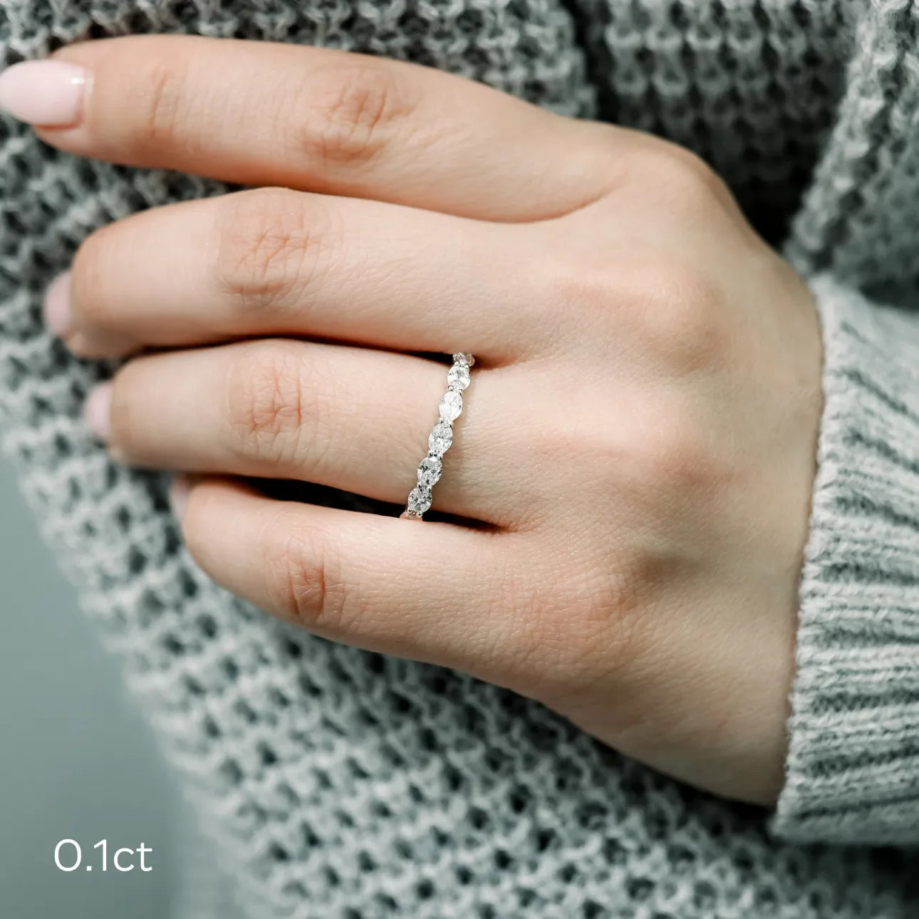 Oval East-West Lab Grown Diamond Eternity Band, EF Color, VS Clarity, IGI Certified