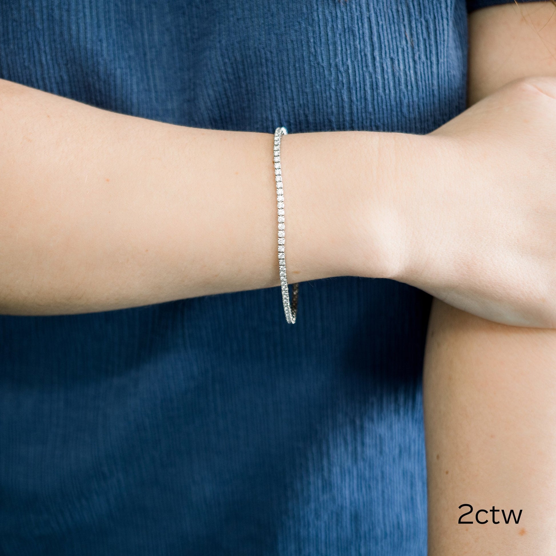 Round Lab Grown Diamond Four Prong Tennis Bracelet , EF Color, VS Clarity, IGI Certificate