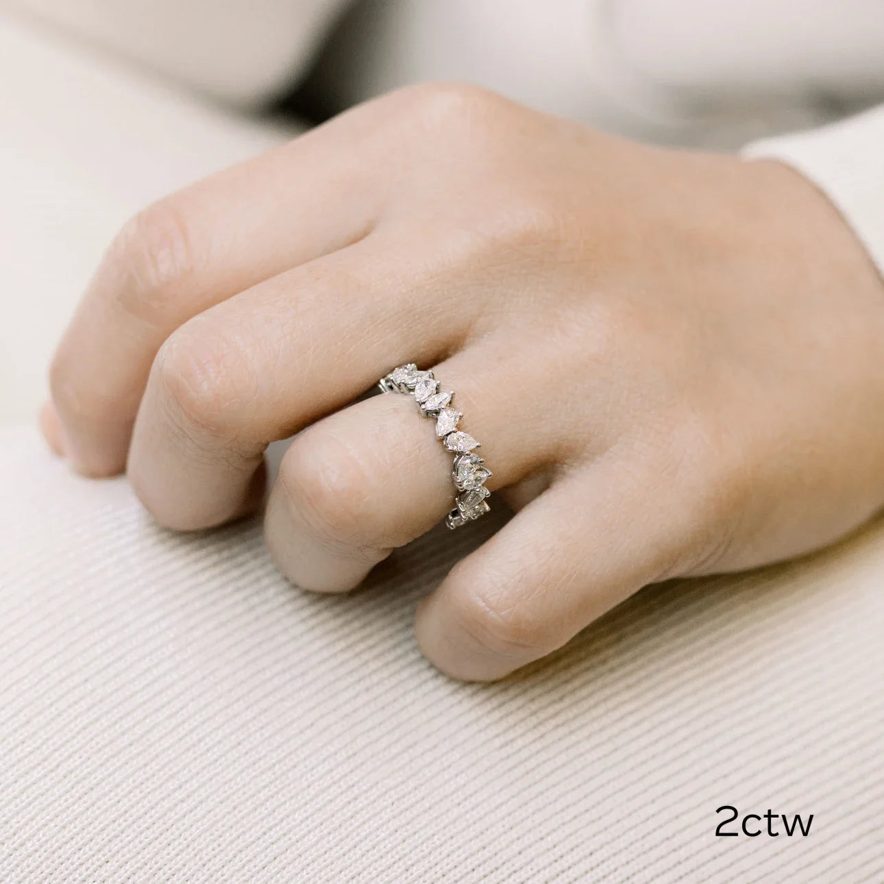 Marquise And Pear lab Grown Diamond Lauren Eternity Band, EF Color, VS Clarity