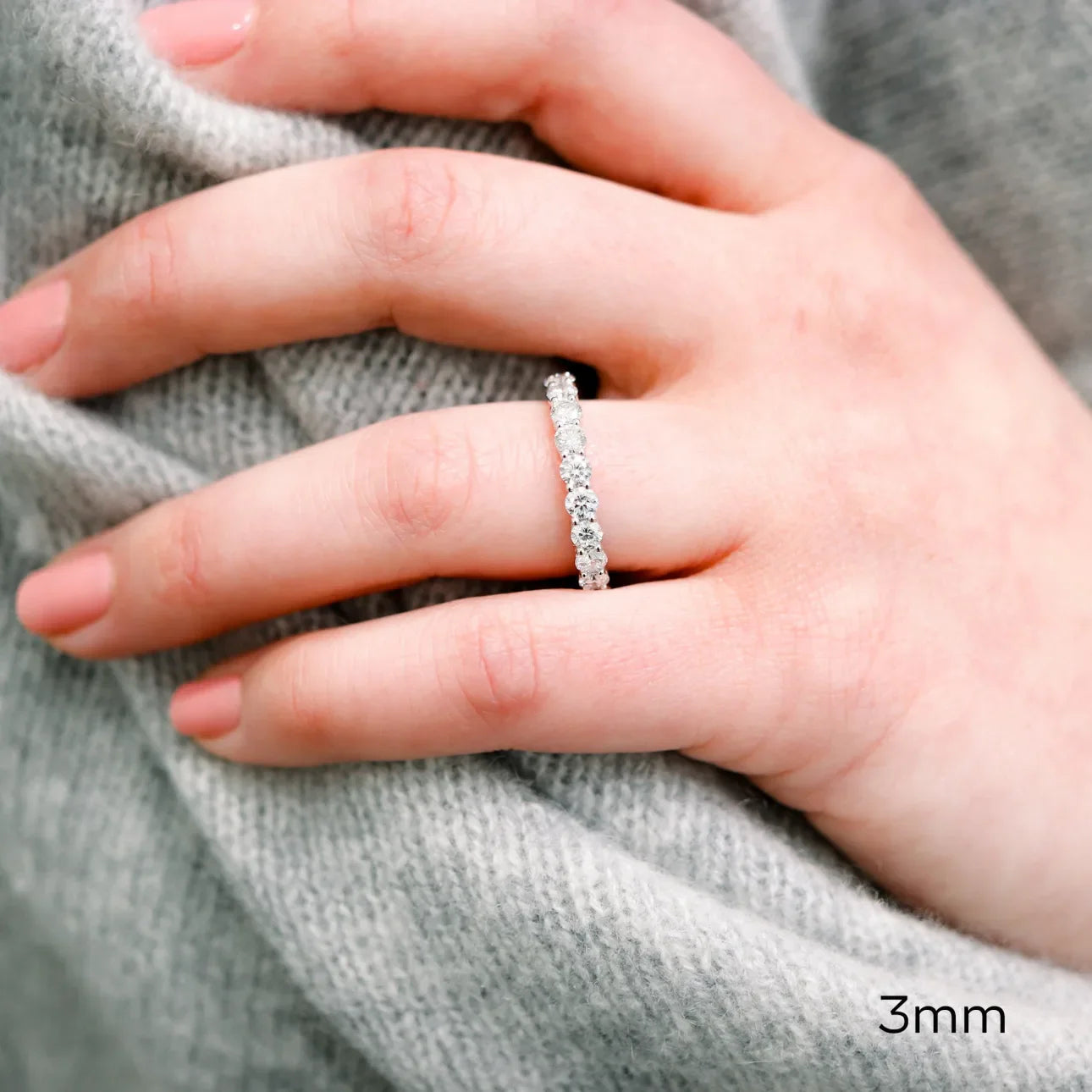 Round Lab Grown Diamond Prong Set Eternity Band, EF Color, VS Clarity - IGI Certified