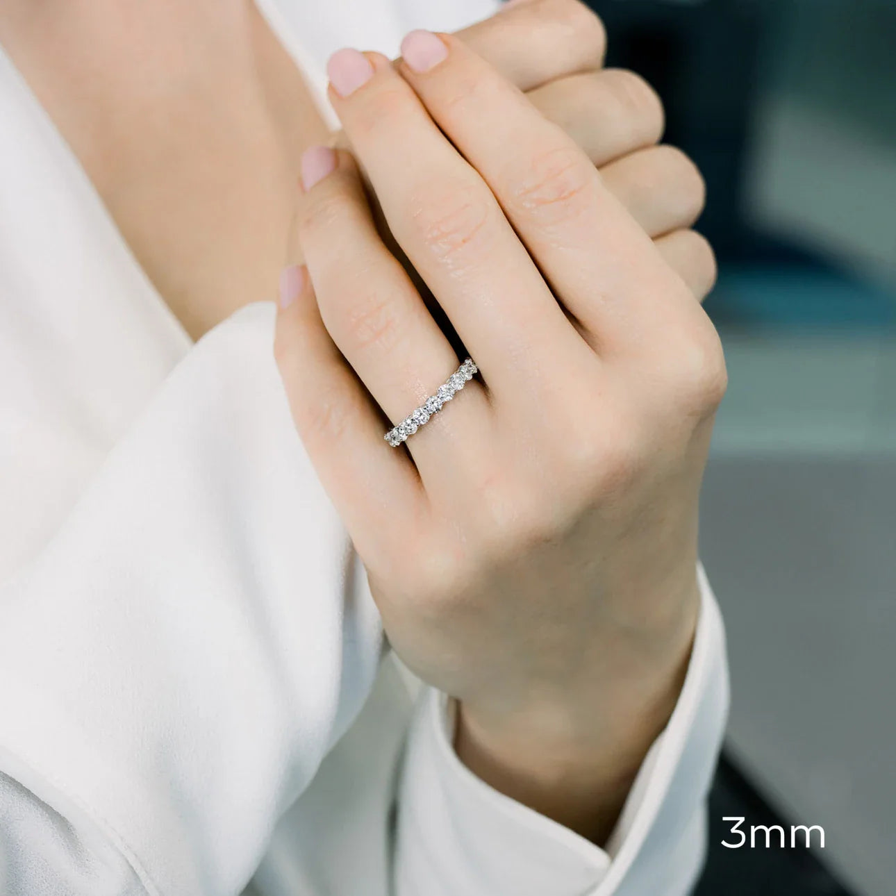 Round Lab Grown Diamond Prong Set Eternity Band, EF Color, VS Clarity - IGI Certified