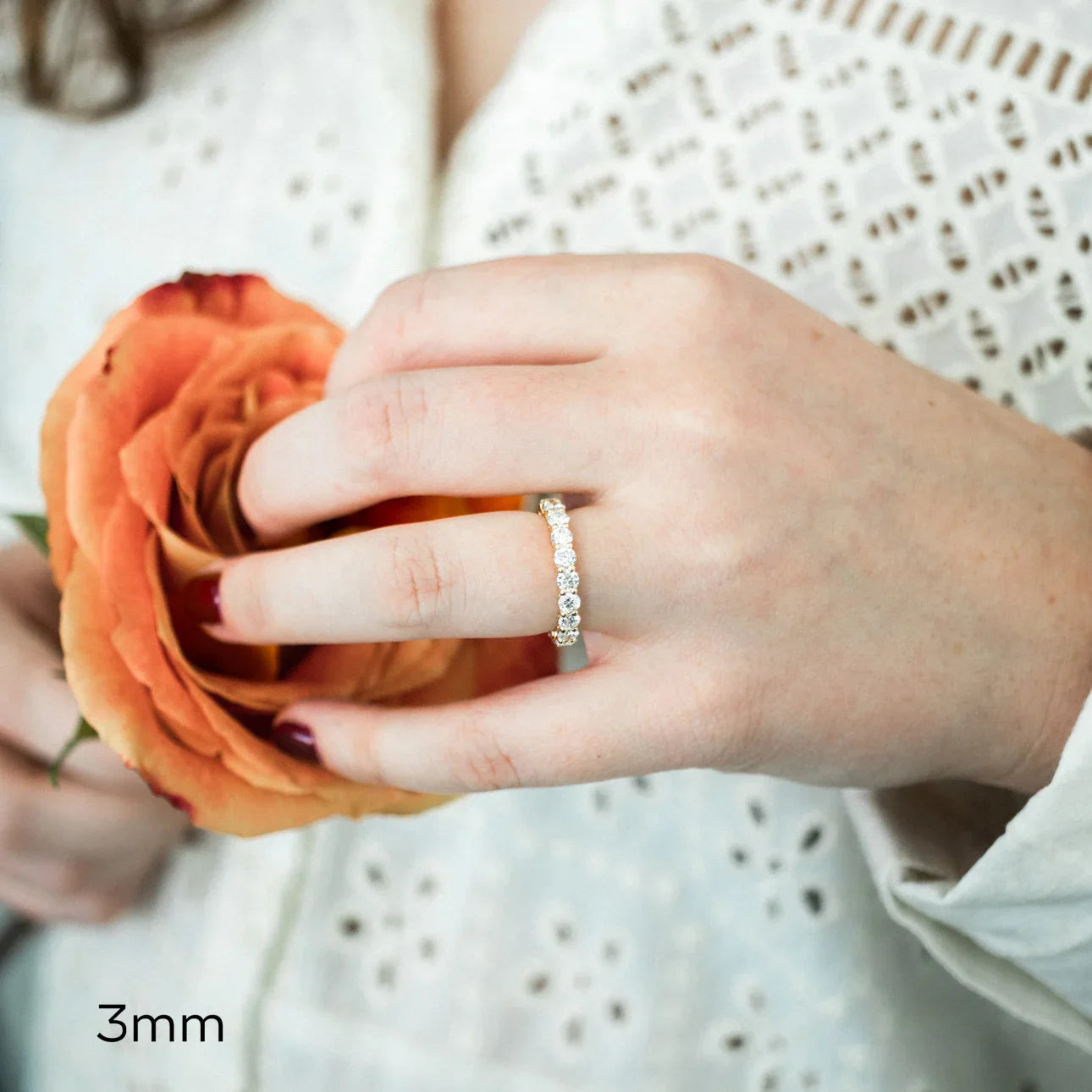 Round Lab Grown Diamond Prong Set Eternity Band, EF Color, VS Clarity - IGI Certified