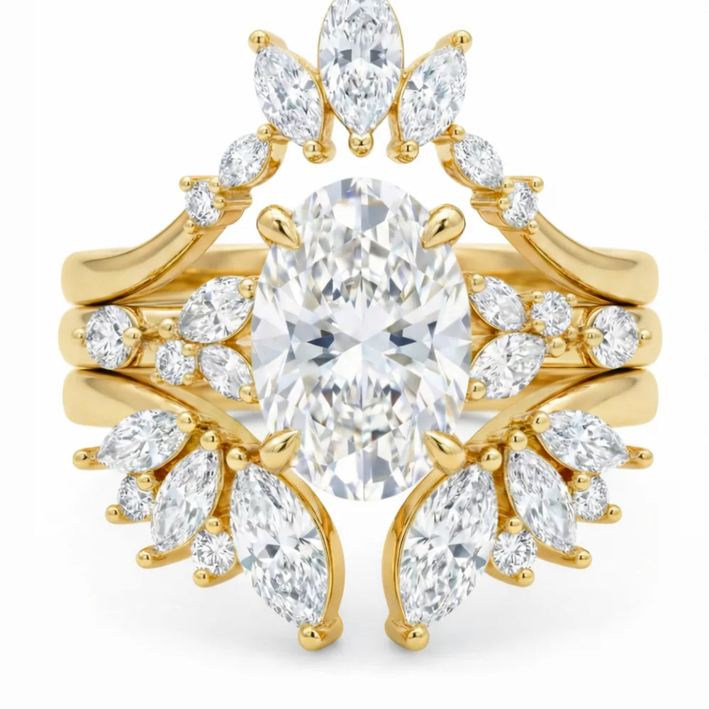 Common :: Art Deco lab grown diamond engagement ring set featuring an emerald cut center stone with intricate geometric diamond detailing in a luxurious vintage-inspired design