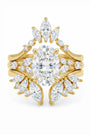 Common :: Art Deco lab grown diamond engagement ring set featuring an emerald cut center stone with intricate geometric diamond detailing in a luxurious vintage-inspired design