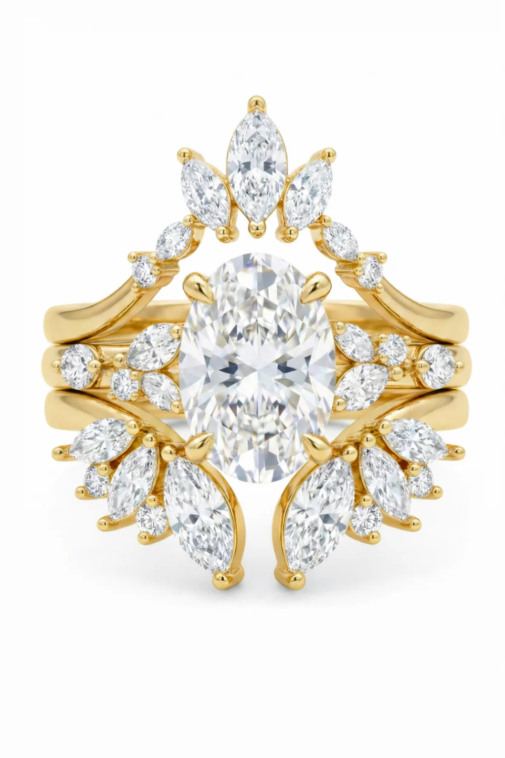 Common :: Art Deco lab grown diamond engagement ring set featuring an emerald cut center stone with intricate geometric diamond detailing in a luxurious vintage-inspired design