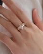 Common :: 2.00ct lozenge lab grown diamond ring with pear shaped side diamonds