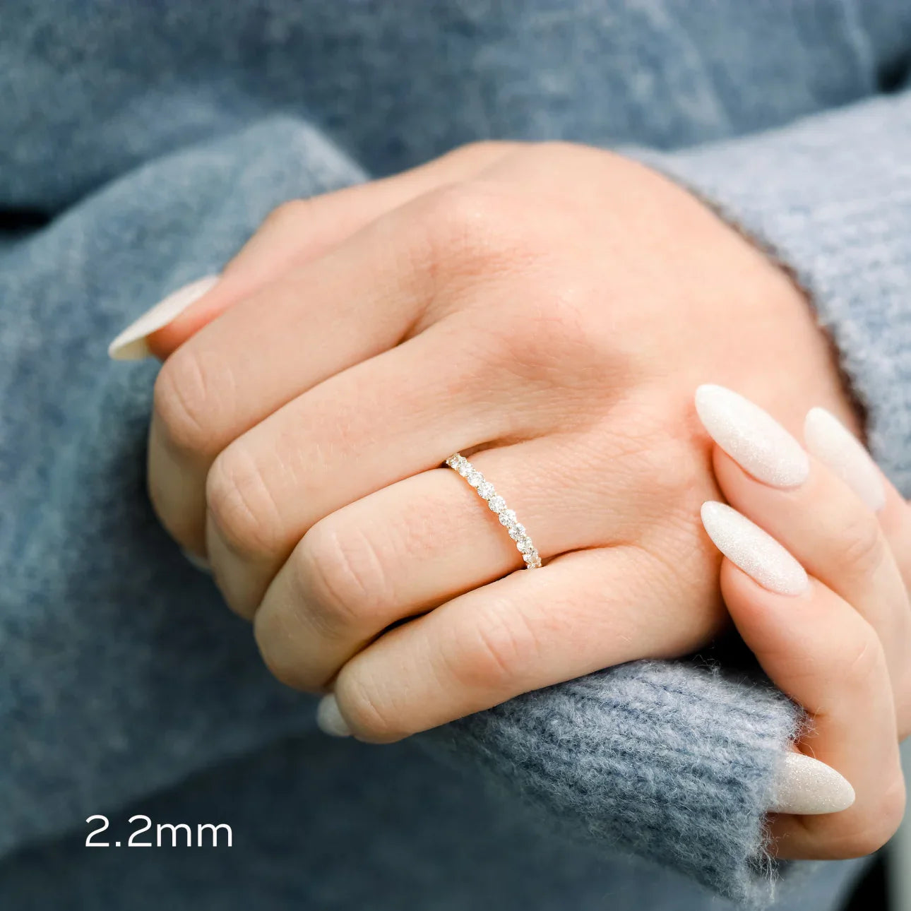 Round Lab Grown Diamond , French Pave Eternity Band , EF Color , VS Clarity , IGI Certificate