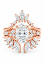 Common :: Vintage-inspired Gatsby diamond engagement ring set crafted with a brilliant emerald cut lab grown diamond and elegant bridal stack design.