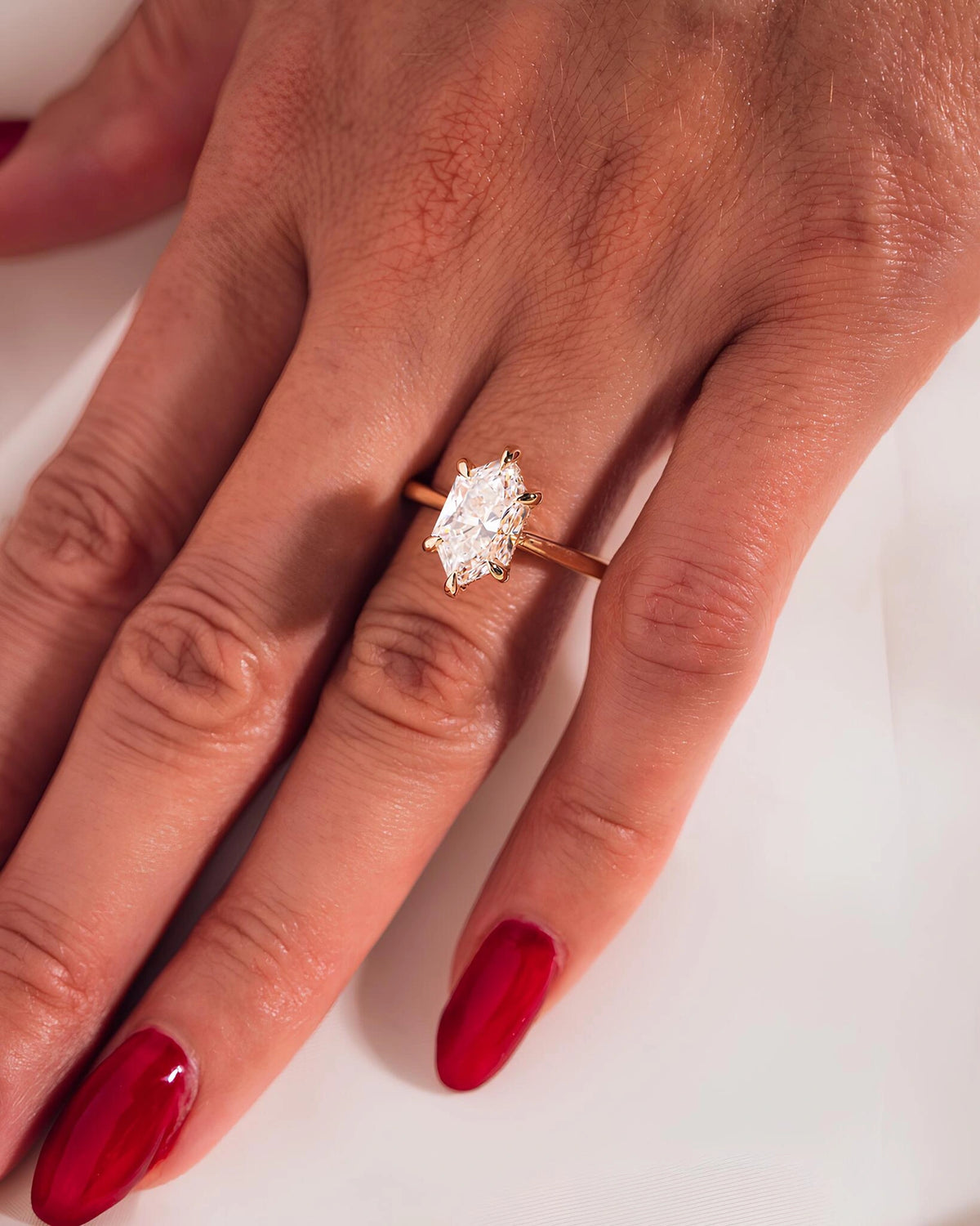 Common :: 2.29ct Hexagon lab grown center diamond engagement ring