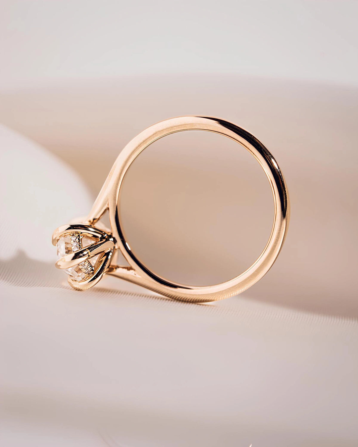 Common :: Geometric Hexagon diamond engagement ring with refined 2mm band