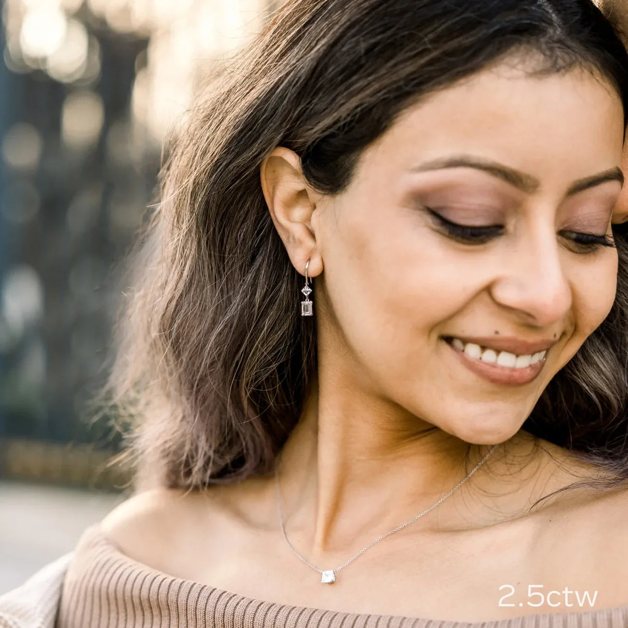 Emerald And Asscher Duet Drop Earrings, EF Color, VS Clarity, IGI Certified