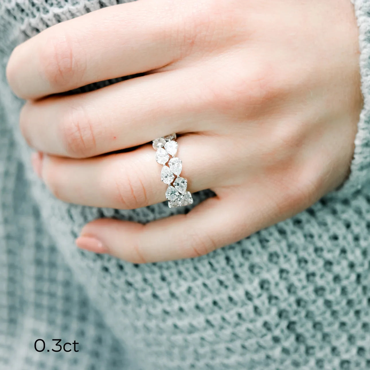 Pear East - West Eternity Band, EF Color, VS Clarity - IGI Certificate