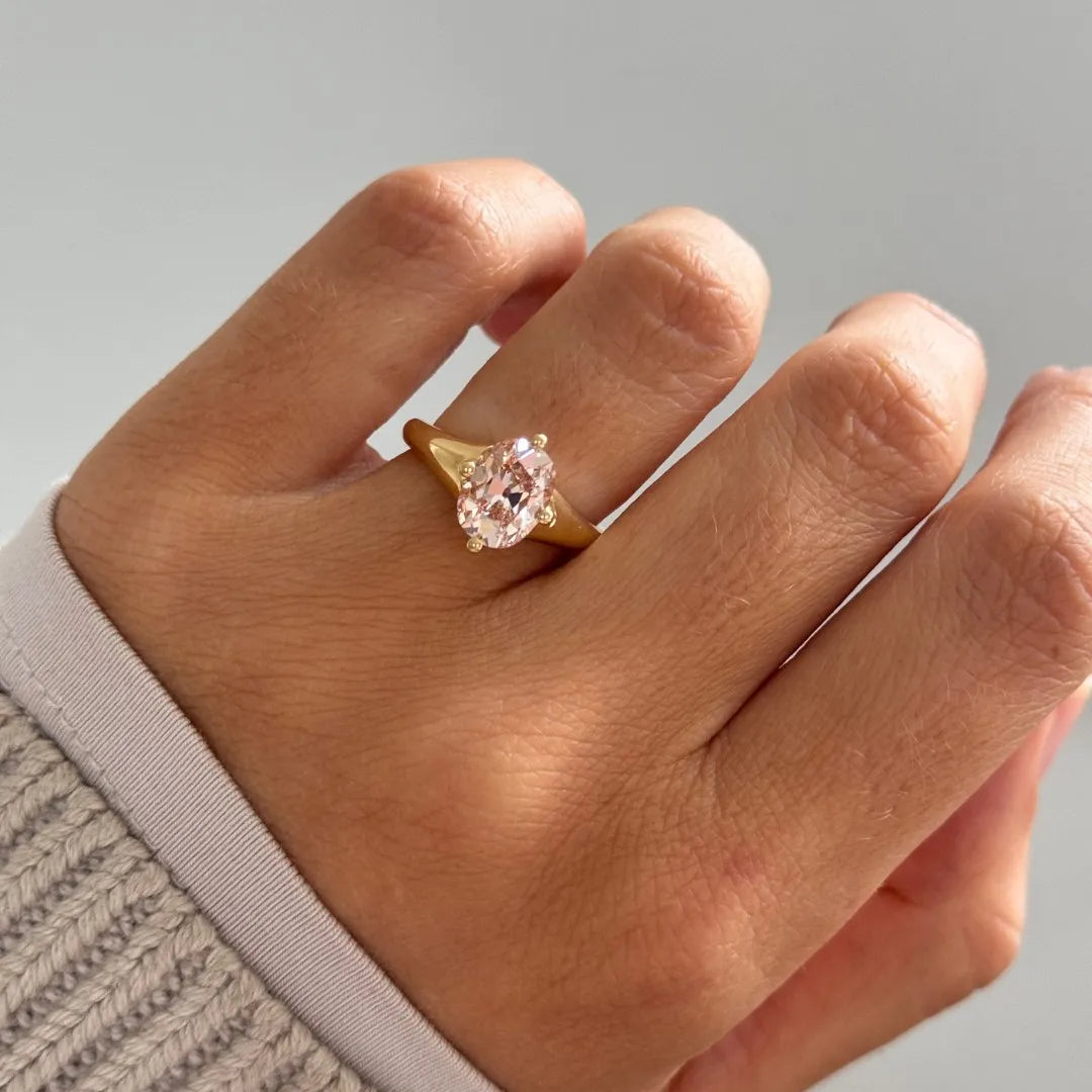 Common :: 2.11 carat pink lab grown diamond ring antique cut solitaire engagement ring