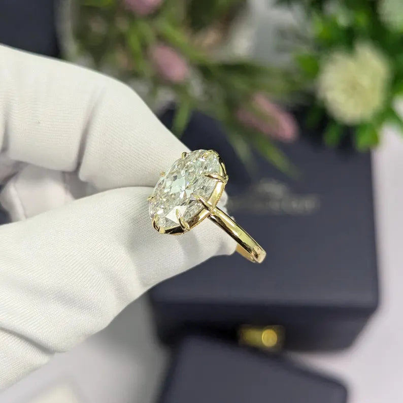 6.30ct Oval Lab Grown Diamond Bezel Engagement Ring | IGI Certified | VVS–VS Clarity