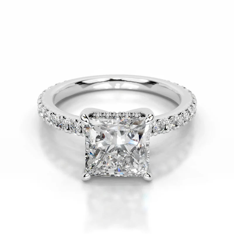 Élaris princess cut pave lab grown diamond engagement ring IGI certified white gold Unii Jewels